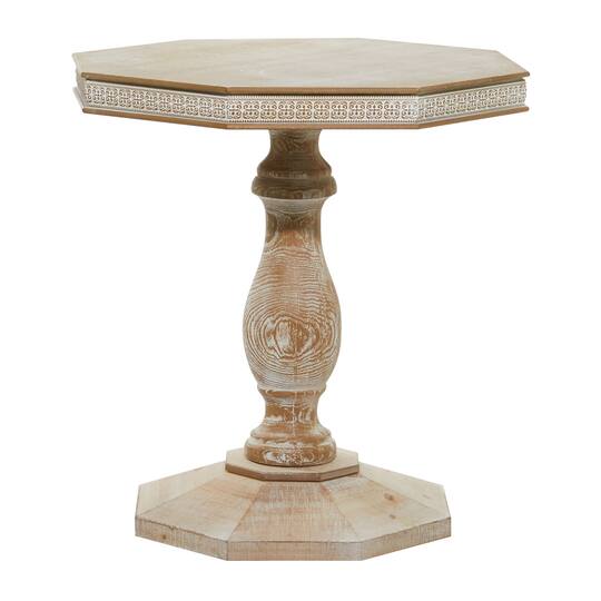 Brown Farmhouse Wood Accent Table, 30" x 28"